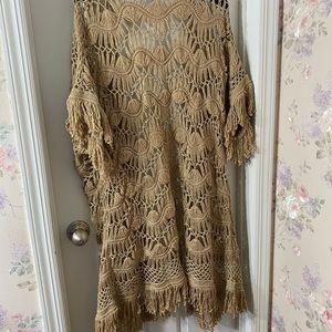 Beige Crochet Fringe Jacket 1X (22/24)